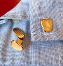 VINTAGE 80/90s MOTHER OF PEARL/ABALONE Cream Gold Tone Bullet  Cufflinks Lovely.