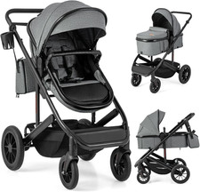 COSTWAY 3 in 1 Baby Stroller, Foldable Aluminum Frame Travel System Pram