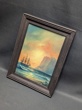 Vintage Oil Painting Ship