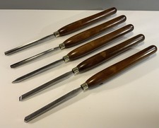 5 VINTAGE HENRY TAYLOR SHEFFIELD ’DIAMIC’ LATHE WOOD TURNING TOOLS / GOUGES