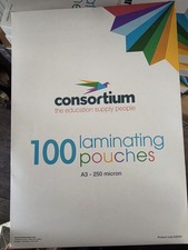 5 packs of 100 x A3 LAMINATING POUCHES  250 MICRONS - Consortium brand, new