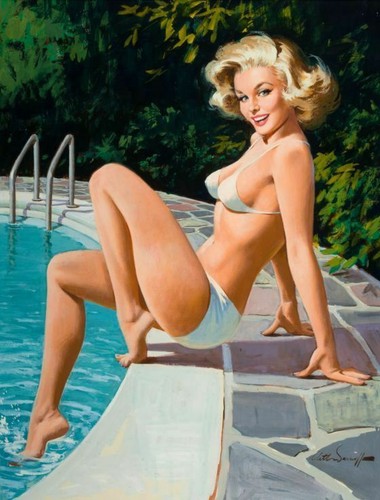 Vintage the pool pin - vintage, pin-up