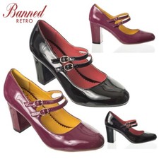 Banned Apparel Golden Years Vintage Retro 40s 50s Shoes Mary Jane Block Heels