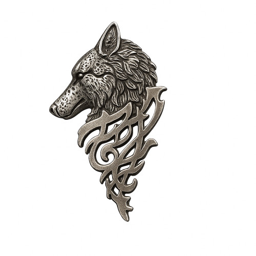 Antique wolf head brooch pin - antique,