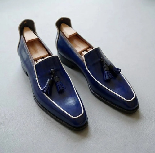 Men blue leather - blue,