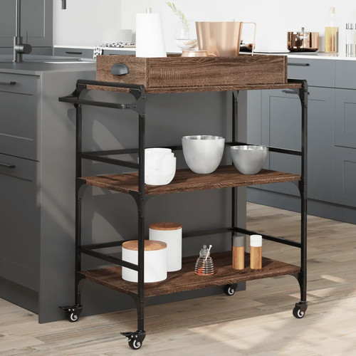 Walplus brown oak kitchen - brown, cart