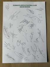 Plymouth Argyle 2025/26 Squad Hand Signed White Card