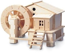 Water Wheel Woodcraft Construction Kit - Wooden Model 3D Puzzle For Kids Adults