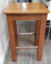 Tall Heavy Wood Breakfast / Pub / Bar Table With Metal Foot Supports