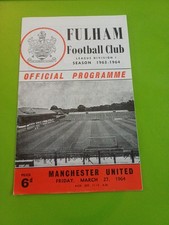 Fulham V Man Utd Football Programme.  LD1.  27.3.1964. Excellent Condition