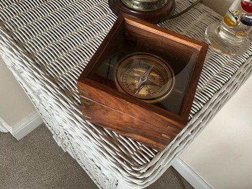 Nautical brass compass - nautical,