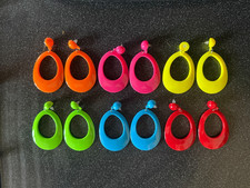 80mm 'Bet Lynch' Dangle Earrings Vintage Pierced or  Non Pierced. 6 Colours