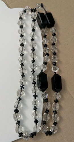 Black clear glass beaded - black,