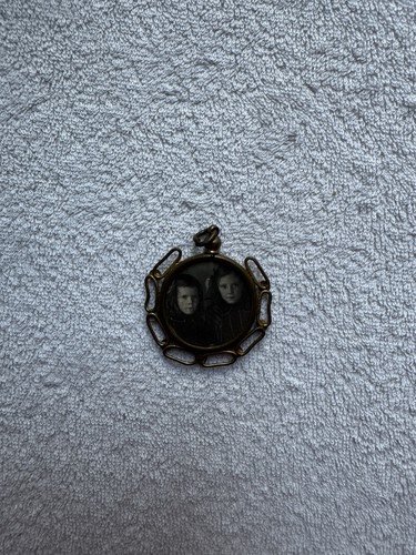 Antique brass photo locket - antique,