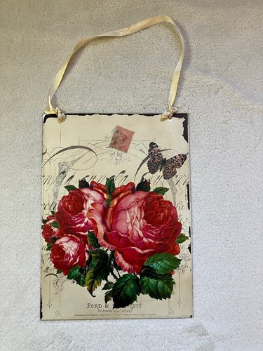 Shabby chic metal wall plaque - wall,