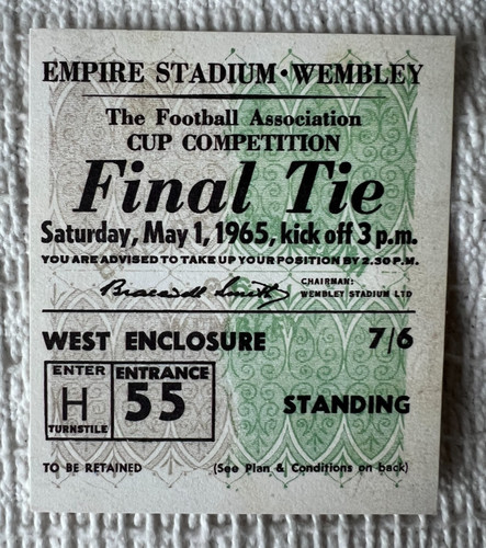 1965 cup final - fa, ticket