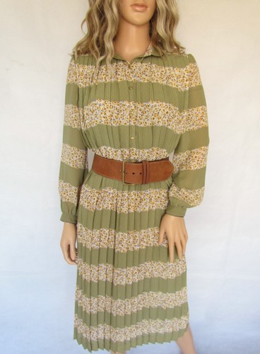 Pleated shirt dress green - pleated,