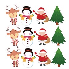  6 Sets/24 Reindeer Face Stickers Christmis Roll Reusable Decals Christmas Gift