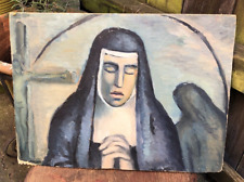 Vintage 1930's Still life & praying nun oil painting board signed double sided!!
