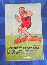 Unbranded Donald McGill Comic Postcard 1910s Diving Board SHOW AGILITY No A 1441