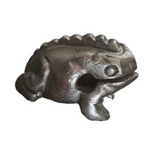Carved Wooden Frog Guiro / Percussion Instrument / Wood Rasp Toy / Croaking Soun