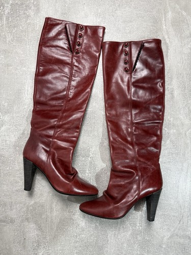 Burgundy red knee - burgundy, boots