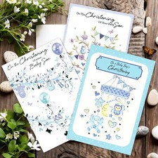 Baby Boy Christening Card -