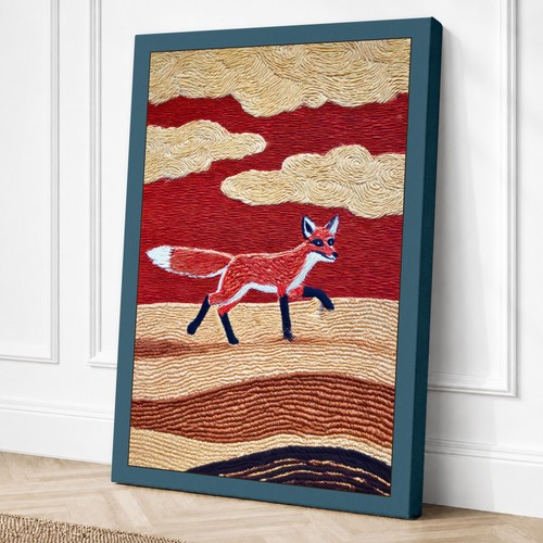 Fox across dunes rustic - across, canvas