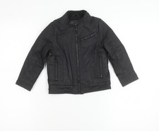 Next Boys Black Faux Leather Biker Jacket 3 Years Zip Pockets Autumn Winter