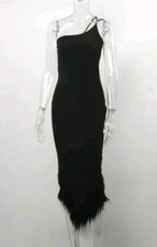 Midi DRESS FEATHER TRIM Hem