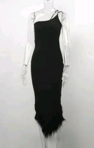 Midi dress feather trim - trim, hem