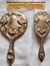 Decorative Dressing Table Mirror Brush and Comb Set Vintage