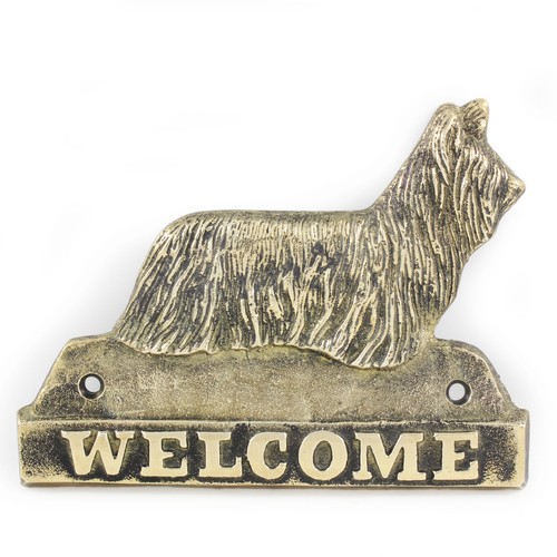 Skye terrier brass plate - brass,