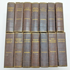 X14 Vintage 1930's Charles Dickens Collected Works w/Brown Covers, Oldams Press