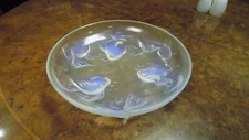 Sabino France Glass centerpiece bowl Opalescent With 6 Swallows Fish