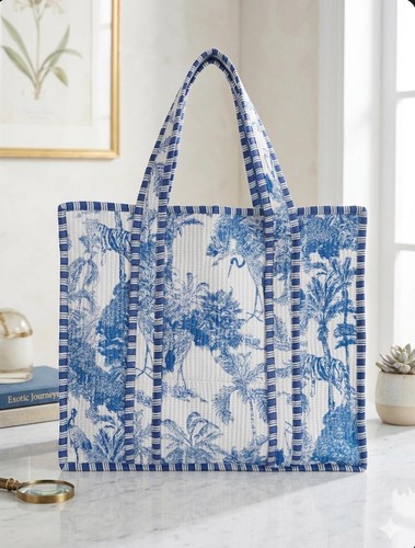 Indian quilted cotton tote - tote, bag
