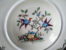Crown Staffordshire butter dish soup rim cereal bowl Yellow Pheasants birds  