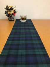 47x12 inch 120x30cm TABLE RUNNER 100% Cotton Black Watch Tartan Blue Green 