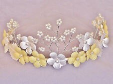 BUTTERCUP YELLOW WHITE IVORY Flower Girl Headdress Bridal Tiara Bridesmaid Crown