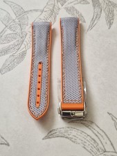 20mm Nylon Rubber Watch Strap for Omega Seamaster Planet Ocean – Grey & Orange