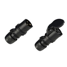 16Amp 3Pin Black Plug + Socket