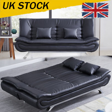 Folding Faux Leather 3 Seater