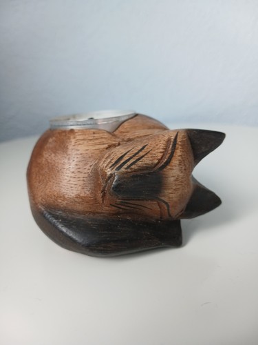 Vintage small wooden cat tea - wooden,