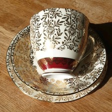 Royal Grafton Trio Red & Gold Fine Bone China Ex Condition