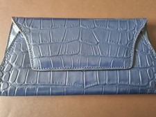 Navy Leather Clutch Bag