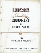 TRIUMPH TR2 RENOWN & STANDARD EIGHT VANGUARD II ORIG. 1954 LUCAS PARTS CATALOGUE