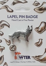 English Pewter, Alsatian, German Shepherd Police Pet Dog, Lapel Pin Badge  (D02)