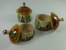 Treenware Trinkets Lidded Jar Trio Handmade Painted Storage Keepsakes Stashes