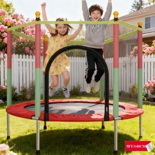 5FT Round Kids Trampoline -Heavy Duty & Safety Net Cover Trampoline for Backyard