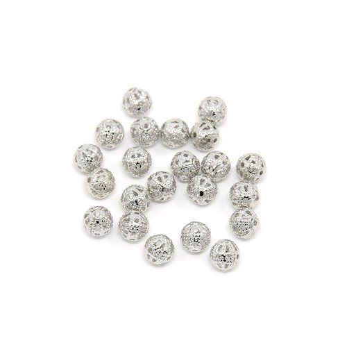 Antique silver brass beads - antique,